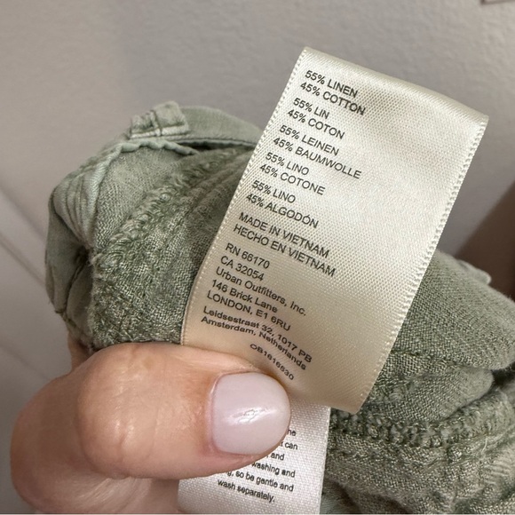 Free People Big Hit Slouch Pants Green Linen Blend Size Medium - Picture 6 of 6